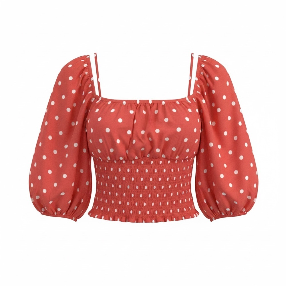 AFRM Red White Polka Dot Blouse Size M Cottagecore Festival Feminine Brunch